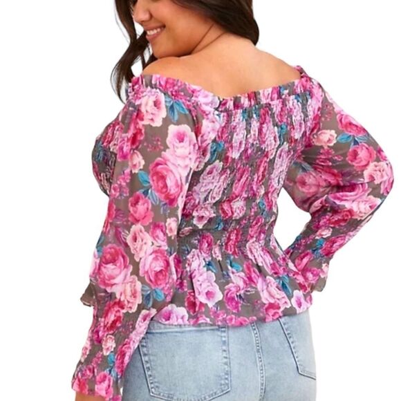 TORRID Crinkle Chiffon Off the in Shoulder Blouse NWT sz 3 - Picture 8 of 14